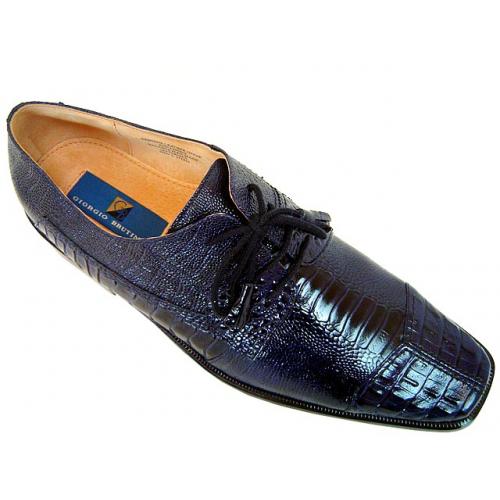 Giorgio Brutini Navy Blue Alligator/Ostrich Print Shoes 171433